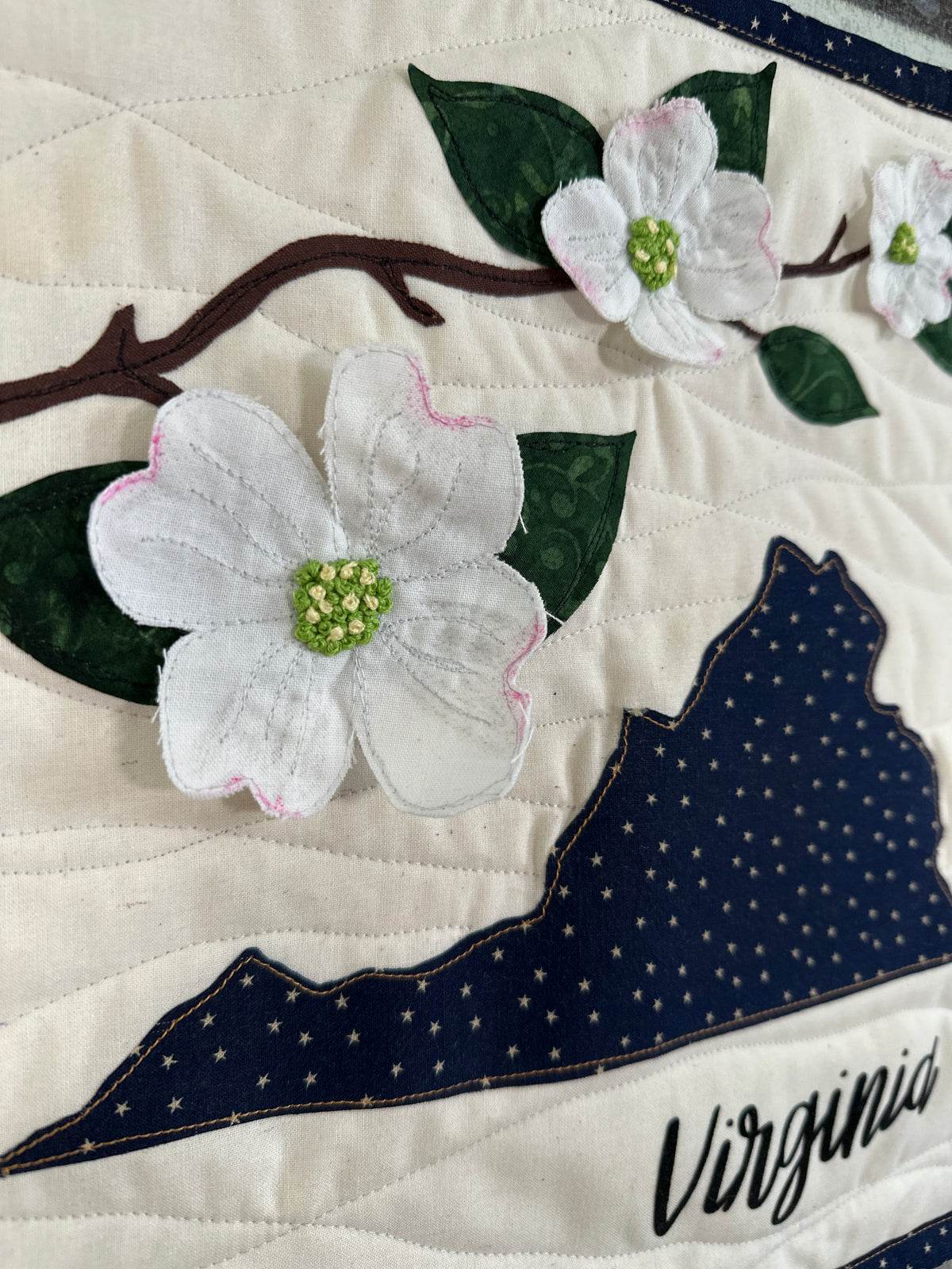 Virginia in Bloom | Virginia Dogwood  Quilted Wall Hanging